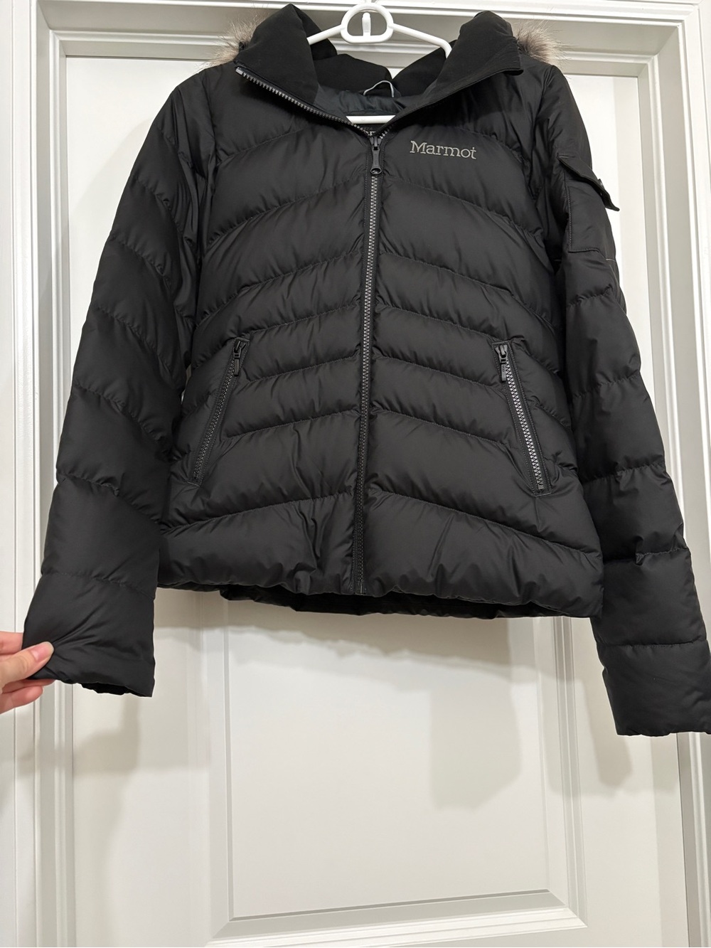 Marmot Women's Black Quilted Down Puffer Jacket with Hood XS